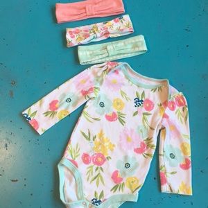 Baby Onesie and Matching Headbands Set